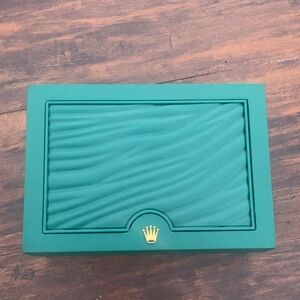 Rolex Teal Textured Wave Jewelry Box with Gold Crown